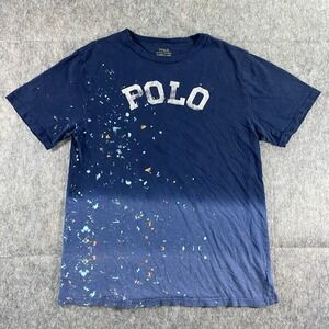 Polo Ralph‎ Lauren Splatter Cotton T-Shirt Boys XL Short Sleeve Blue Preppy